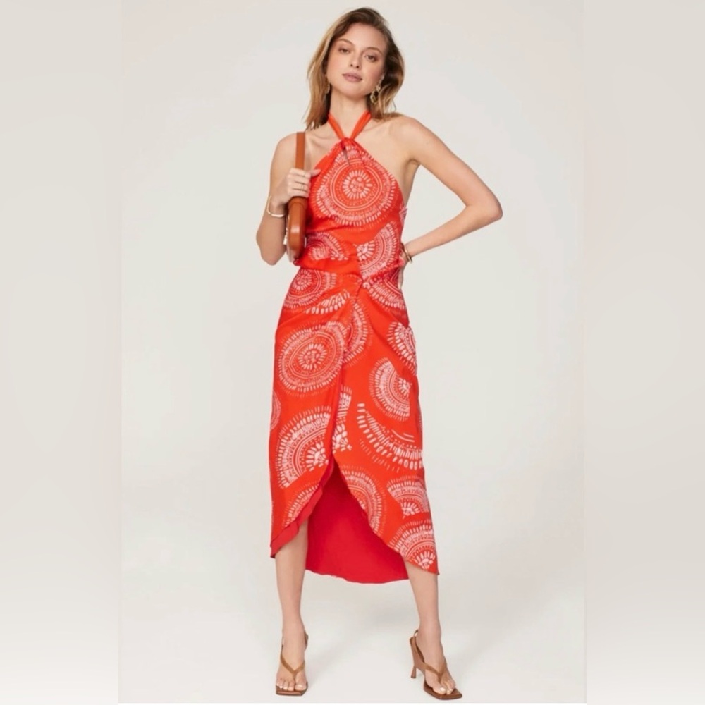 Andres Otalora Vibrant Orange Midi Dress